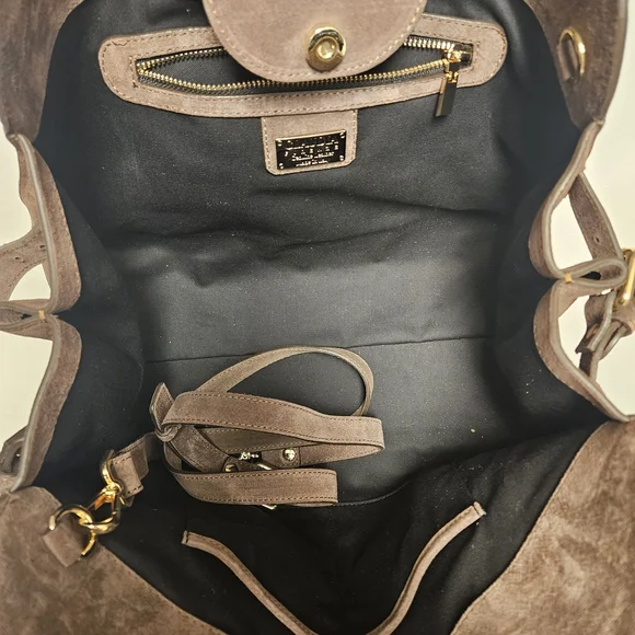 Elegant Brown Suede Women's Tote Bag - Picture 4 of 4